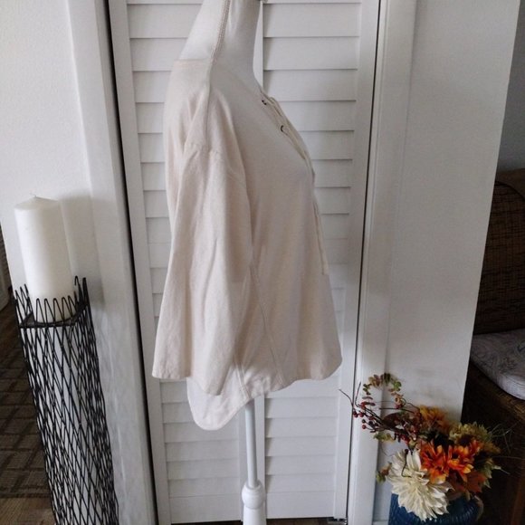 MADEWELL Cream 3/4 Sleeve Cotton-Blend Women's Libra Lace-Up Tee‎ Size M - Picture 7 of 10